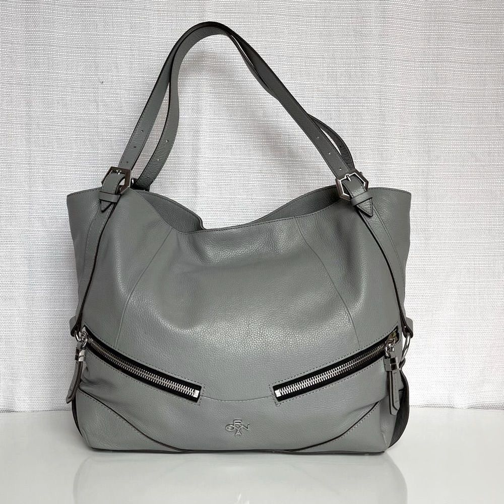 orYANY Gray Leather Shoulder Tote Bag